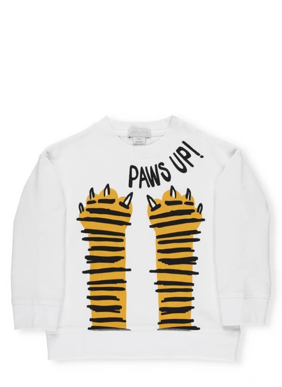 Stella Mccartney Kids' Paws Up Oversized Cotton Sweatshirt In Pure White