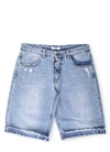Msgm Cotton Jeans Bermuda Short In Denim Blu