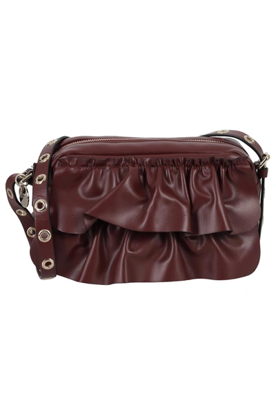 Red Valentino Bag With Rouches In Burgundy In Red