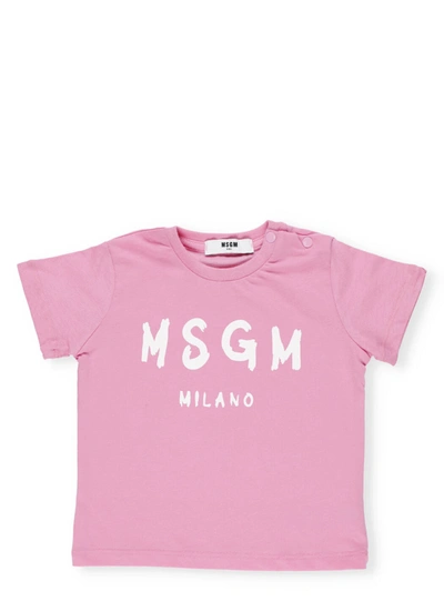 Msgm Pink T-shirt For Babygirl With Logo