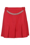 Giuseppe Di Morabito Pleated Wool Flannel Mini Skirt W/chain In Strawberry Red