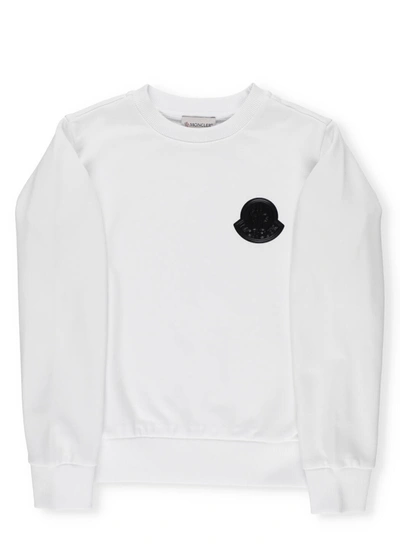 Moncler Kids' 压纹logo卫衣 In White