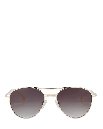 Le Specs Alter Ego Aviator Sunglasses In Gold/grey