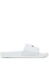 Msgm Logo Print Rubber Slide Sandals In Weiss