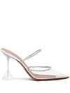 Amina Muaddi Gilda Crystal-embellished Metallic Leather And Pvc Pumps In Weiss