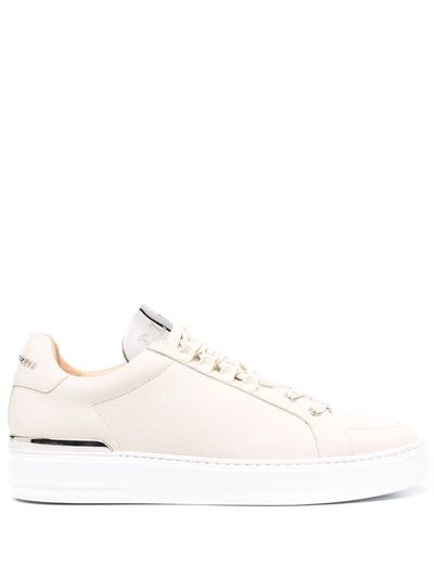 Philipp Plein Networth Low-top Leather Sneakers In Nude
