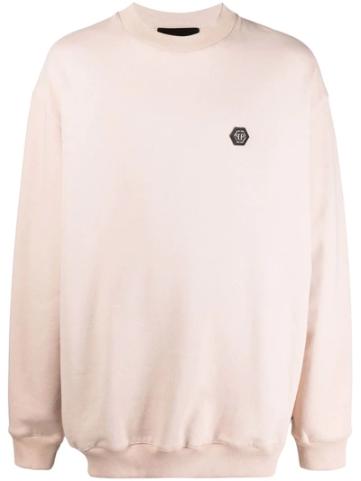 Philipp Plein Logo-plaque Long-sleeved Sweatshirt In Pink
