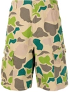 Billionaire Boys Club Logo-embroidered Camouflage-print Denim Cargo Shorts In Braun