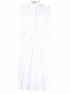 Valentino Floral-lace Pleated Shirt-dress In Weiss