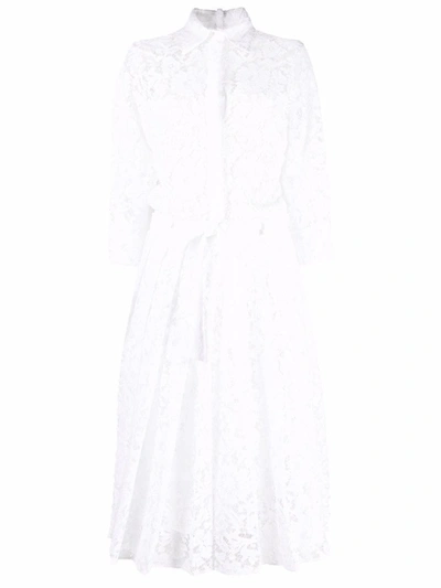 Valentino Floral-lace Pleated Shirt-dress In White