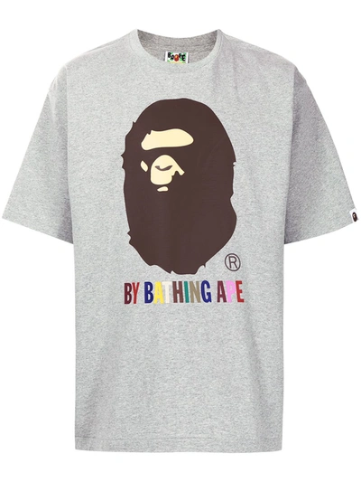 A Bathing Ape Logo-print Cotton T-shirt In Grau