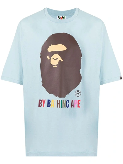 A Bathing Ape Logo-print Cotton T-shirt In Blau