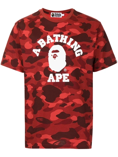 A Bathing Ape Camouflage-print Cotton T-shirt In Rot