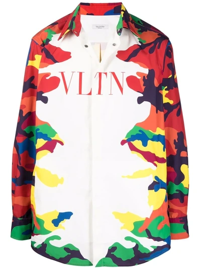 Valentino Vltn Camouflage-print Shirt In White