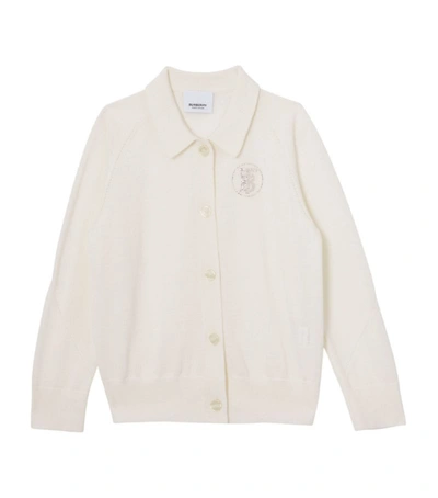 Burberry Kids Crystal-embellished Merino Wool Cardigan (3-14 Years) In White