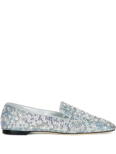 Giuseppe Zanotti Lumineux Embellished Loafers In Silver