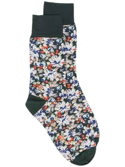 Ymc You Must Create Floral Embroidered Socks In Green