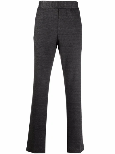 Ferragamo Elasticated-waistband Straight-leg Trousers In Grey