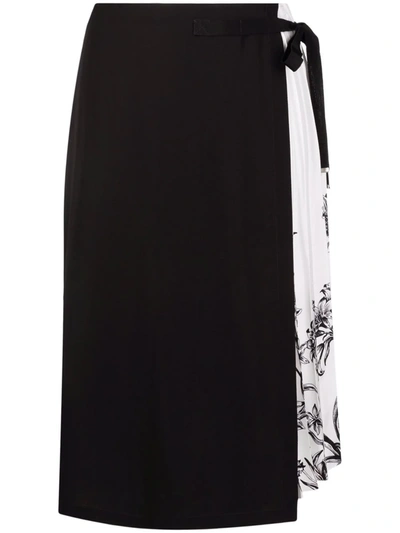 Ferragamo Pleated Silk Skirt In Black