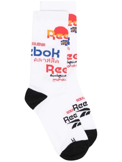 Reebok Logo-print Ribbed Socks In White