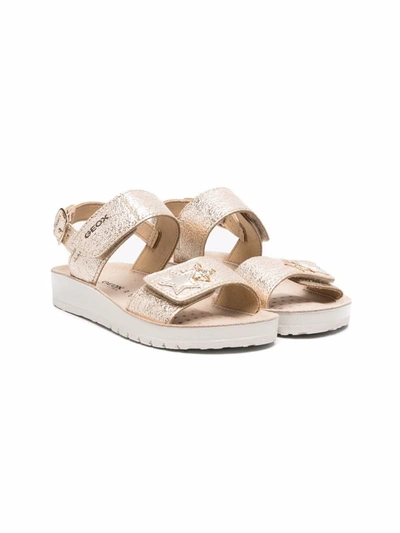 Geox Babies' Glittered Touch-strap Sandals In Gold