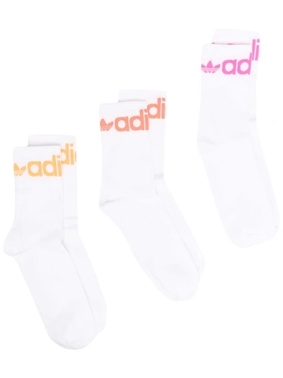 Adidas Originals Logo-print Sock Pack In White