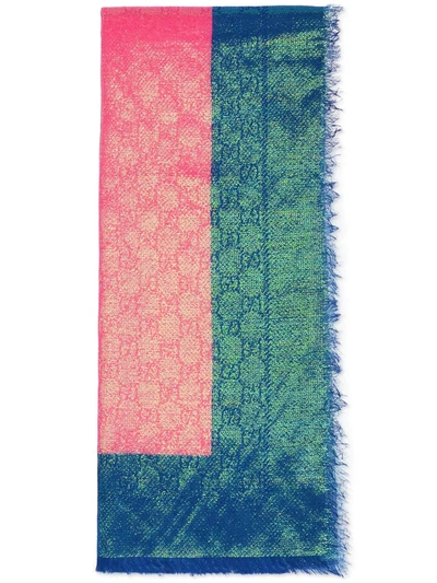Gucci Gg Supreme Iridescent Scarf In Pink