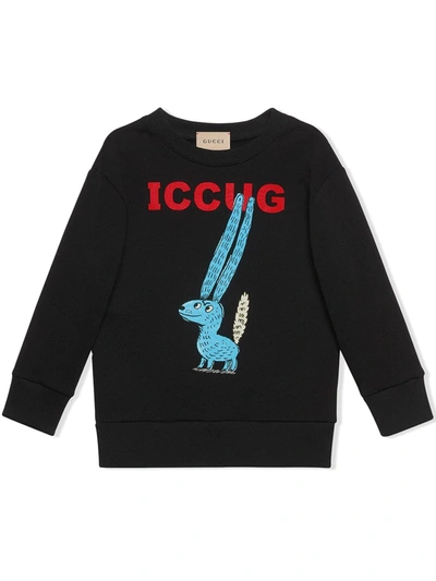 Gucci Kids' Freya Hartas Cotton Sweatshirt In Black