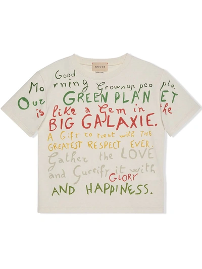 Gucci Kids' Good Morning Happiness-print T-shirt In White