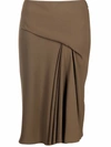 Versace Pleated Godet Pencil Skirt In Green