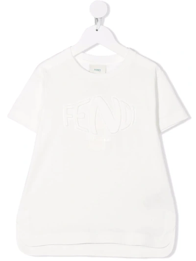 Fendi Kids' Debossed-logo T-shirt In White