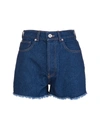 Rabanne Womens Indigo Beachwear Frayed-hem High-rise Denim Shorts 8