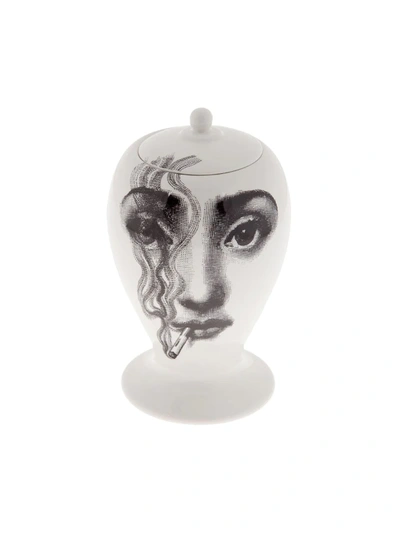 Fornasetti "il Fumo Fa Male"插画印花瓷壶 In White