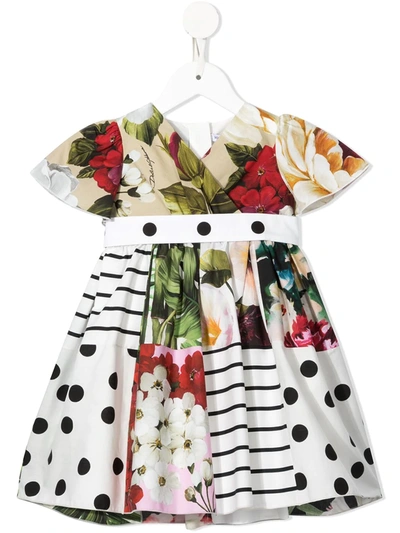 Dolce & Gabbana Babies' Floral Dot Print Dress In Multicolour