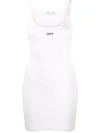 Off-white Logo-print Ribbed Minidress In White