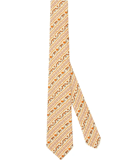 Gucci Mens Ivory/red X Freya Hartas Graphic-print Silk Tie In Orange