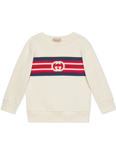 Gucci Kids' Interlocking G Logo Sweatshirt In Weiss