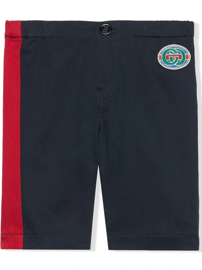 Gucci Babies' Vintage  Logo Patch Chino Trousers In Blue