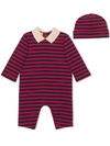 GUCCI STRIPED ROMPER AND HAT GIFT SET