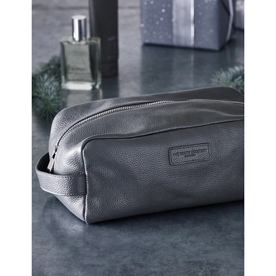 The White Company Leather Wash Bag In Grey