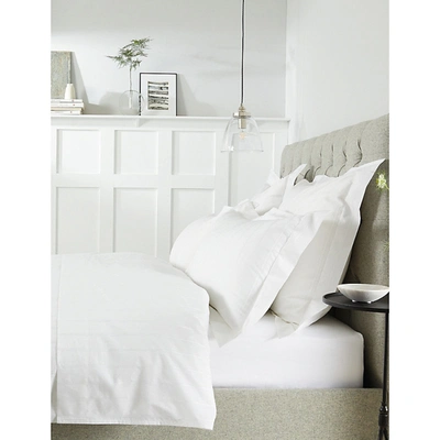 The White Company Pimlico Stripe Cotton Double Duvet Cover In White