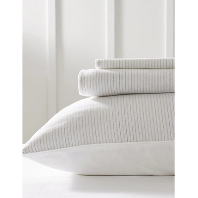 The White Company Markham Classic Standard Cotton Pillowcase In White/ Clay