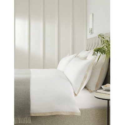 The White Company Mirador Cotton And Linen Double Duvet Cover 200cm X 200cm In White/natural