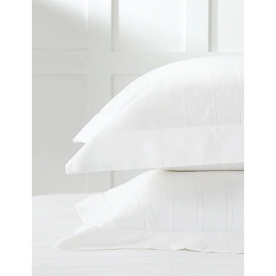 The White Company Pimlico Stripe Standard Cotton Oxford Pillowcase 50x75cm In White