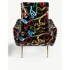Seletti Snake-print Velvet Armchair 86cm X 79cm
