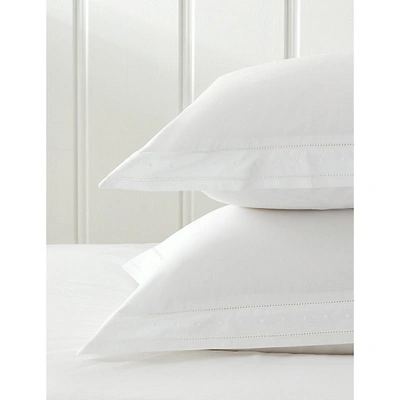 The White Company Camille Embroidered Cotton-percale Oxford Pillowcase 50cm X 90cm In White