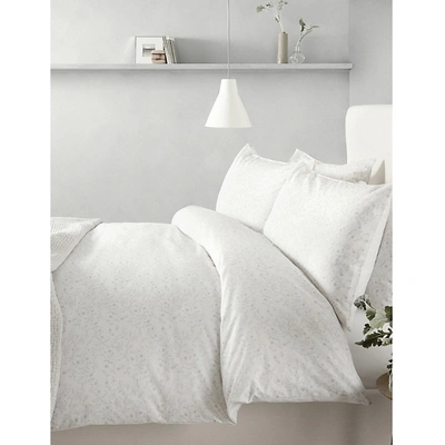 The White Company Florence Cotton Super King Duvet Cover 220cm X 260cm In Soft Grey