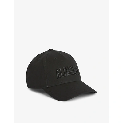 Allsaints Mens Black Oppose Logo-embroidered Cotton Cap 1 Size