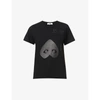 COMME DES GARÇONS PLAY WOMENS BLACK LOGO PRINT COTTON-JERSEY T-SHIRT M,143-2000022-P1T195