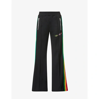 Palm Angels Miami Flared High-rise Jersey Jogging Bottoms In Black Multic